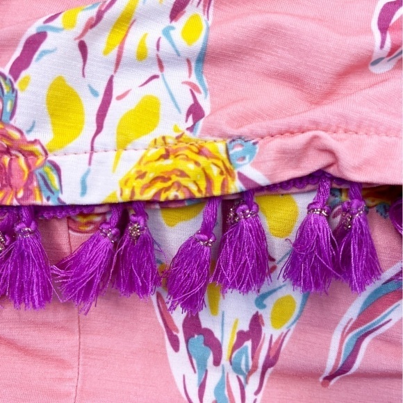 Simply SOUTHERN Floral Tassel Dress Size Small in Boho Bull Cow Pink Print - Picture 13 of 14